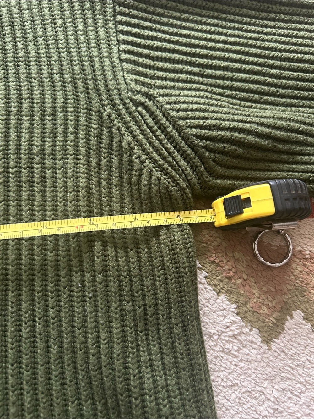 Yarnworks || Olive Green Ribbed Button-Up Cardigan - Picture 9 of 9